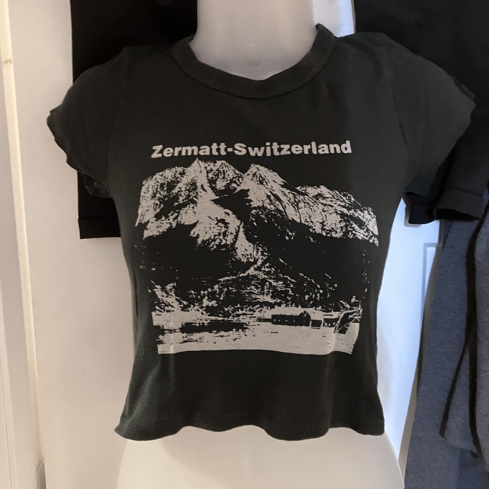Brandy Melville Black Zermatt-Switzerland Baby Tee